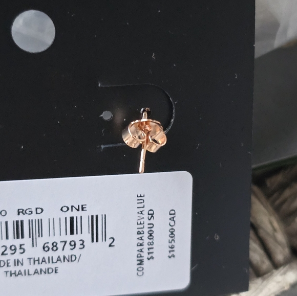 Coach Rose Gold Signature Enamel Huggie Earrings - Picture 3 of 4